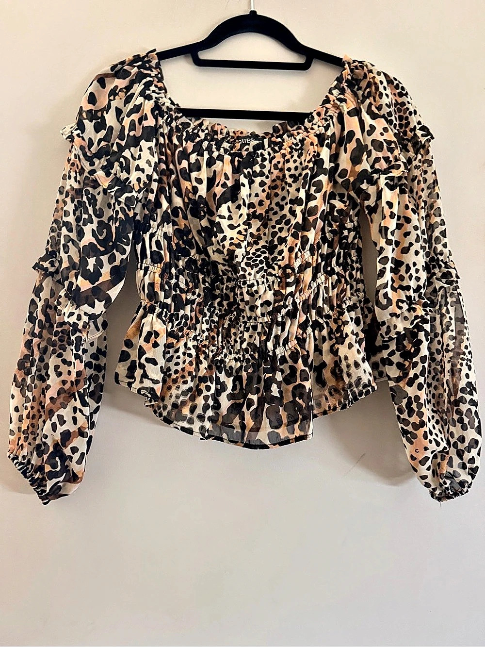 🐆 GUESS Eco Simi Leopard Print Off-The-Shoulder Top